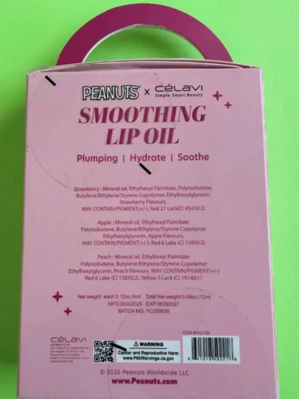 Snoopy Peanuts x Célavi 3PK Smoothing Lip Oil Trio & Cushion Puffs 2PK